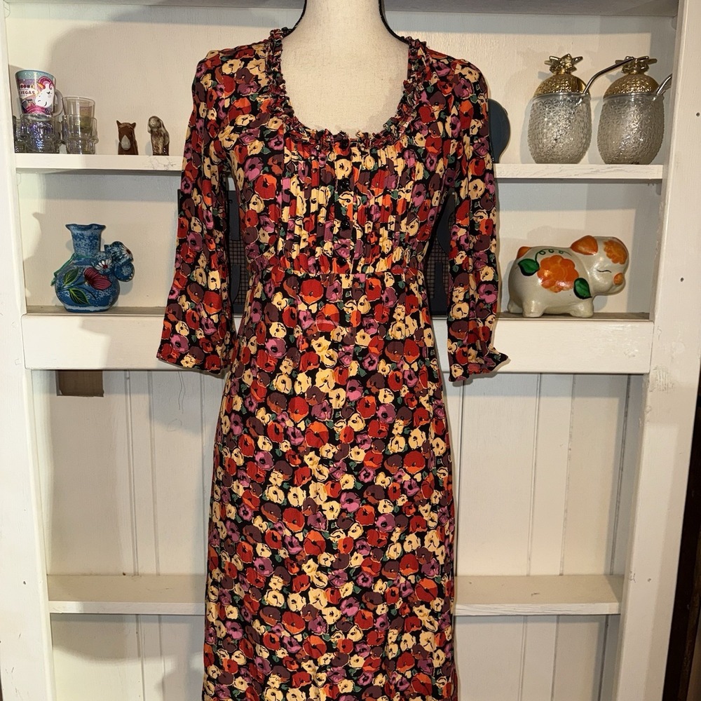 Boden 10R Floral Midi 3/4 Sleeves Dress